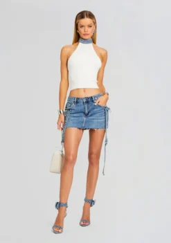 Sherona Denim Skirt -Women Clothing Shop Ecommerce Crop 24 03 13 SHERONASKIRT OASIS ALESSANDRASANDAL DENIM 1659 ECOMM scaled
