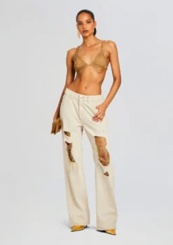 Pyla Chain Bra -Women Clothing Shop Ecommerce Crop 24 03 27 PYLABRA TANNINGOLD KAILEEPANT WHITEGOLD 2458 ECOMM scaled